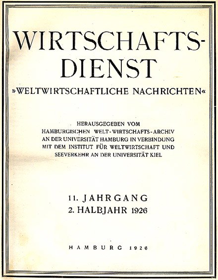 Cover des Wirtschaftsdienst, 11. Jahrgang, 2. Halbjahr 1926