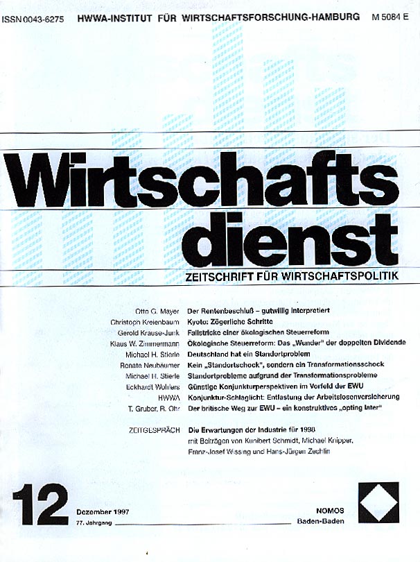 Cover des Wirtschaftsdienst in den 1990er Jahren